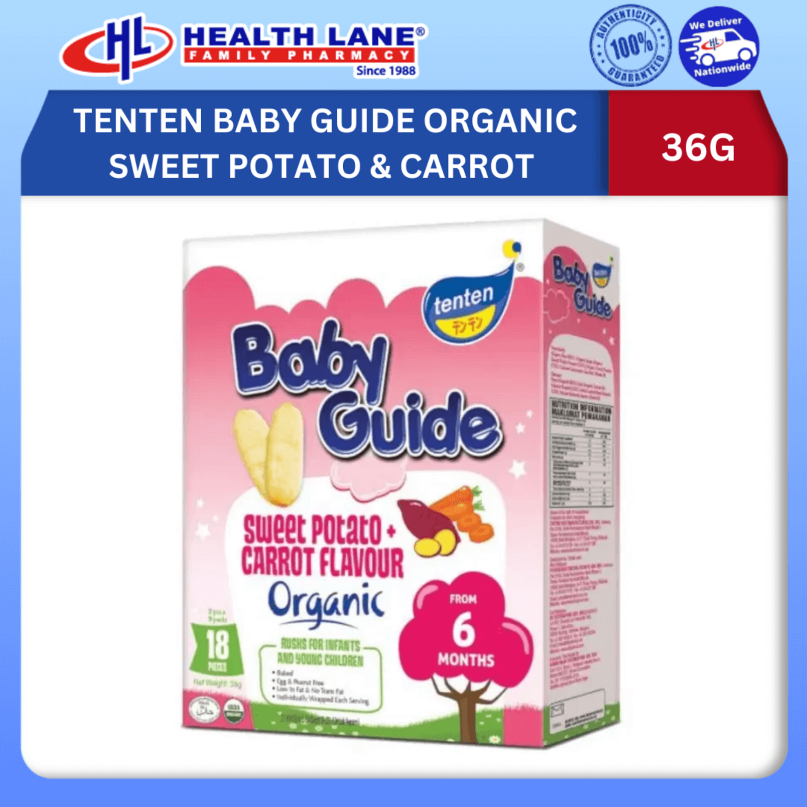 TENTEN BAYI GUIDE ORGANIC 36G - SWEET POTATO & CARROT